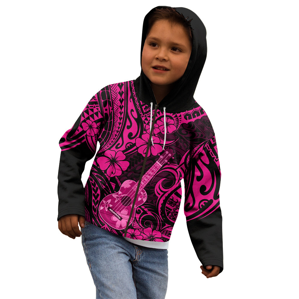 Hawaii Ukulele Kid Hoodie Polynesian Pattern Pink Version LT01 - Polynesian Pride