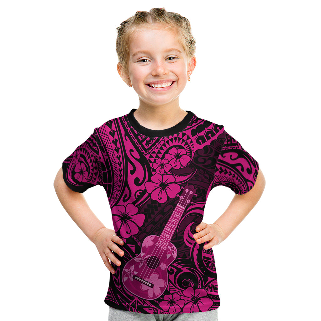 Hawaii Ukulele Kid T Shirt Polynesian Pattern Pink Version LT01 Pink - Polynesian Pride