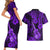 Hawaii Ukulele Couples Matching Short Sleeve Bodycon Dress and Hawaiian Shirt Polynesian Pattern Purple Version LT01 - Polynesian Pride