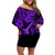 Hawaii Ukulele Family Matching Off Shoulder Short Dress and Hawaiian Shirt Polynesian Pattern Purple Version LT01 Mom's Dress Purple - Polynesian Pride