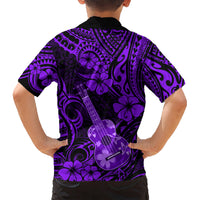 Hawaii Ukulele Kid Hawaiian Shirt Polynesian Pattern Purple Version LT01 - Polynesian Pride