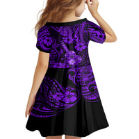 Hawaii Ukulele Kid Short Sleeve Dress Polynesian Pattern Purple Version LT01 - Polynesian Pride