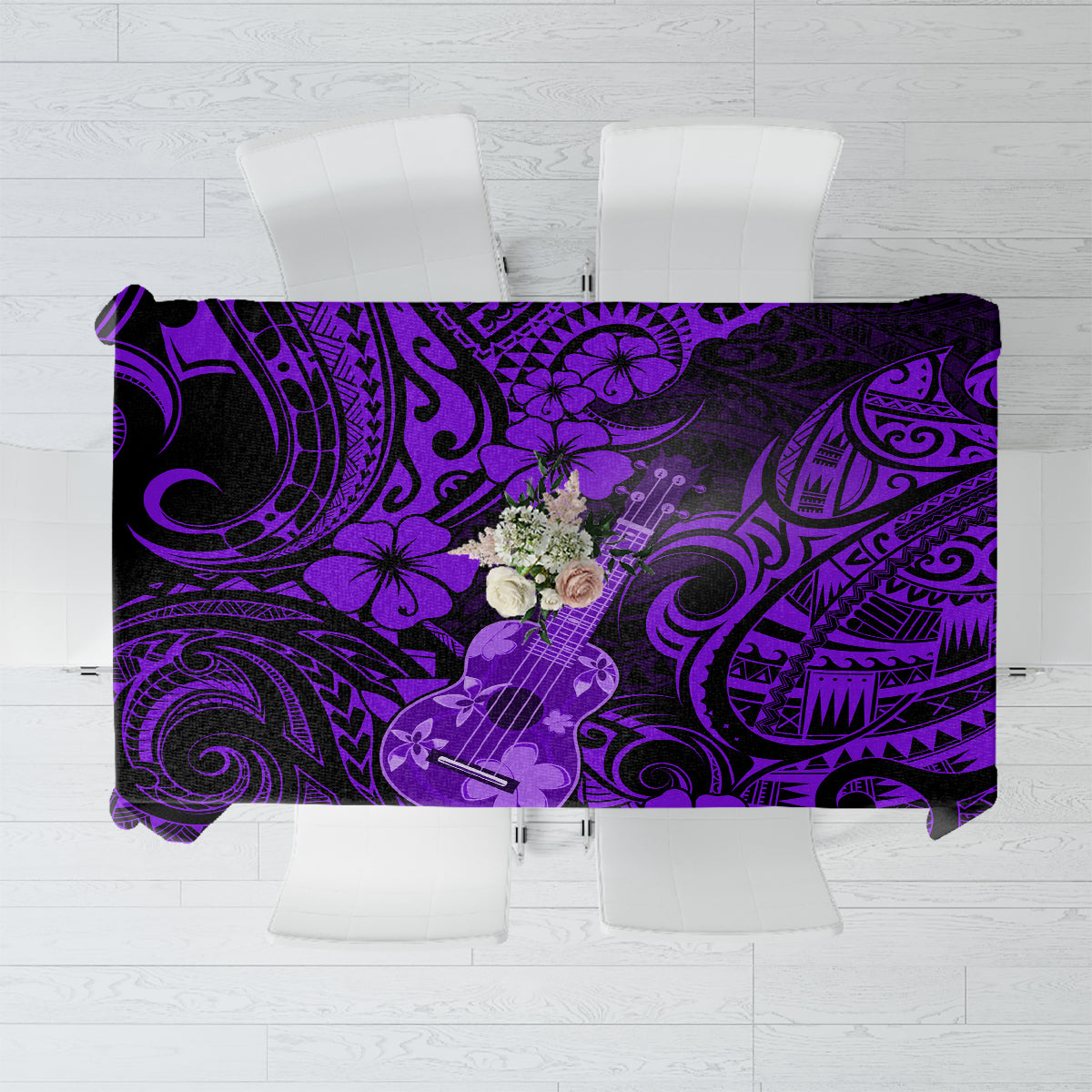 Hawaii Ukulele Tablecloth Polynesian Pattern Purple Version LT01 Purple - Polynesian Pride