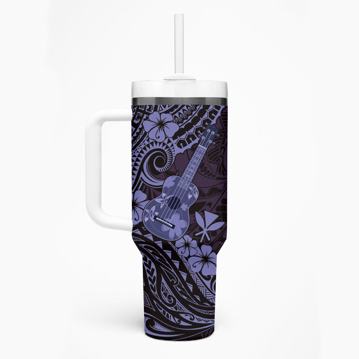 Hawaii Ukulele Tumbler With Handle Polynesian Pattern Purple Version LT01 - Polynesian Pride