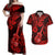 Hawaii Ukulele Couples Matching Off Shoulder Maxi Dress and Hawaiian Shirt Polynesian Pattern Red Version LT01 Red - Polynesian Pride