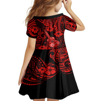 Hawaii Ukulele Kid Short Sleeve Dress Polynesian Pattern Red Version LT01 - Polynesian Pride