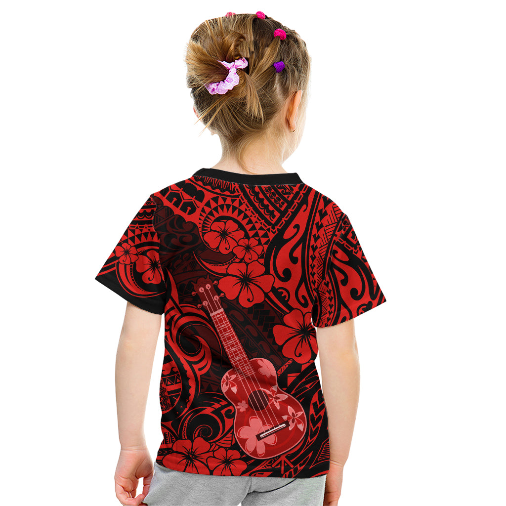 Hawaii Ukulele Kid T Shirt Polynesian Pattern Red Version LT01 - Polynesian Pride