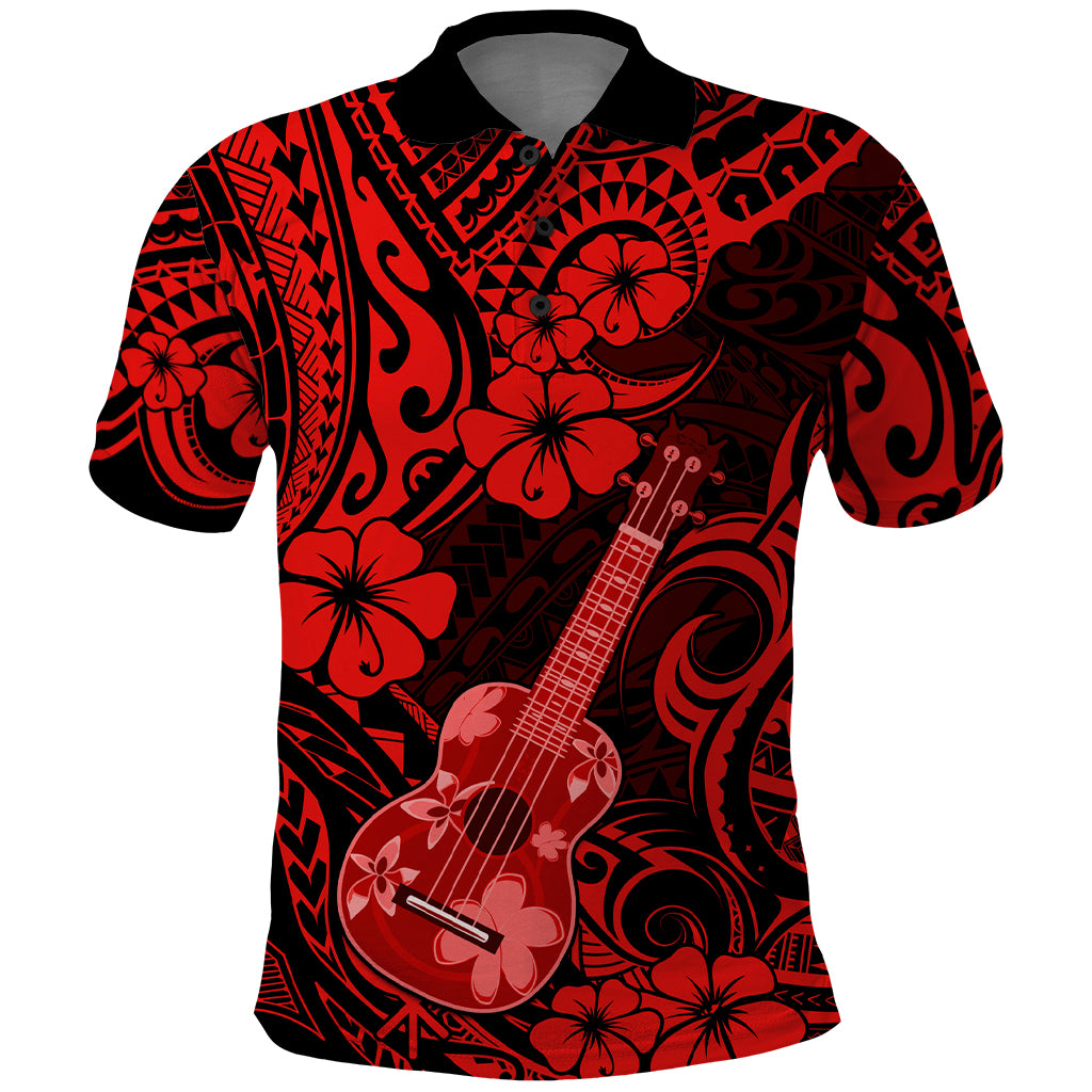 Hawaii Ukulele Polo Shirt Polynesian Pattern Red Version LT01 Red - Polynesian Pride