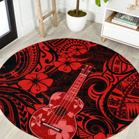 Hawaii Ukulele Round Carpet Polynesian Pattern Red Version LT01 Red - Polynesian Pride