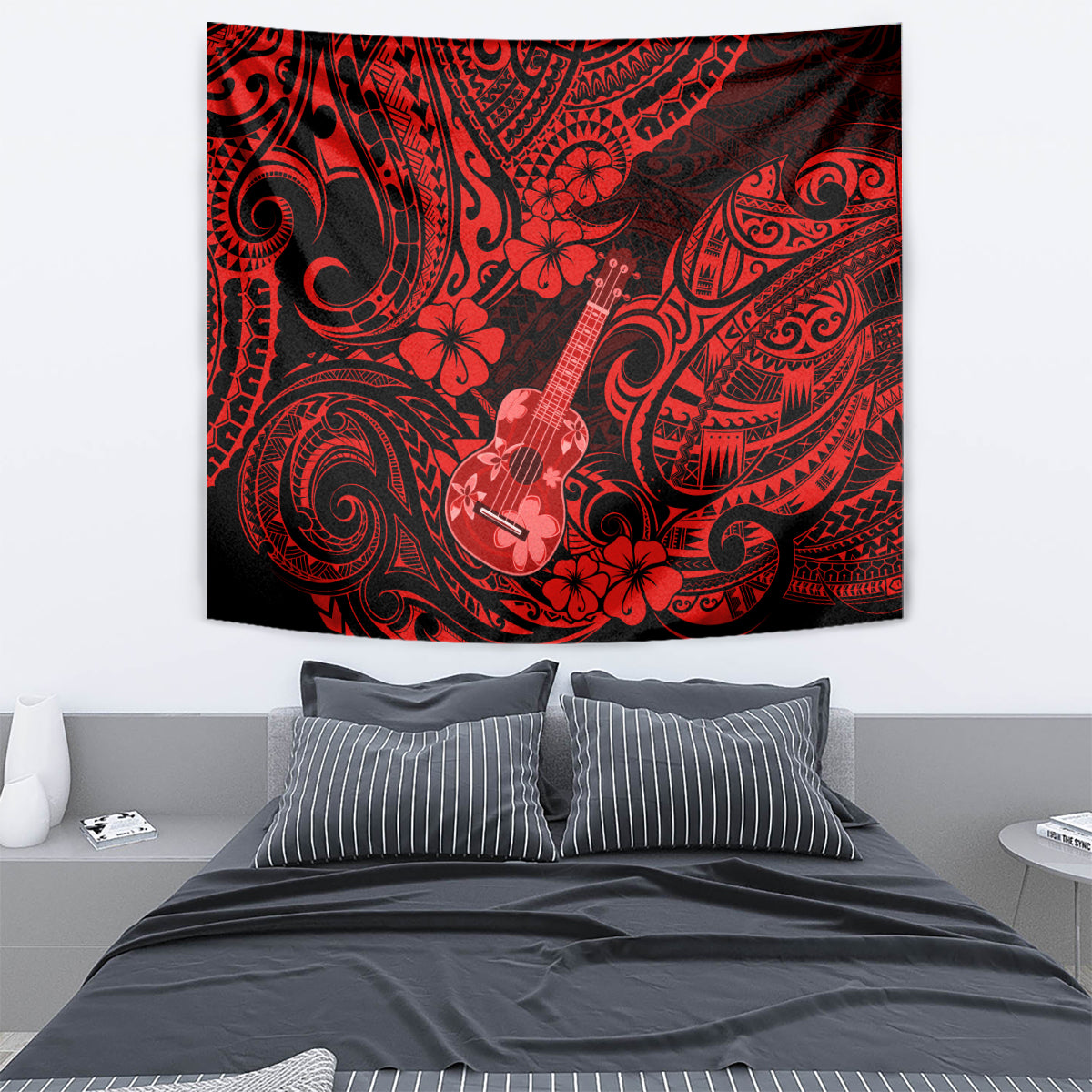 Hawaii Ukulele Tapestry Polynesian Pattern Red Version LT01 - Polynesian Pride