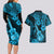 Hawaii Ukulele Couples Matching Long Sleeve Bodycon Dress and Hawaiian Shirt Polynesian Pattern Sky Blue Version LT01 - Polynesian Pride