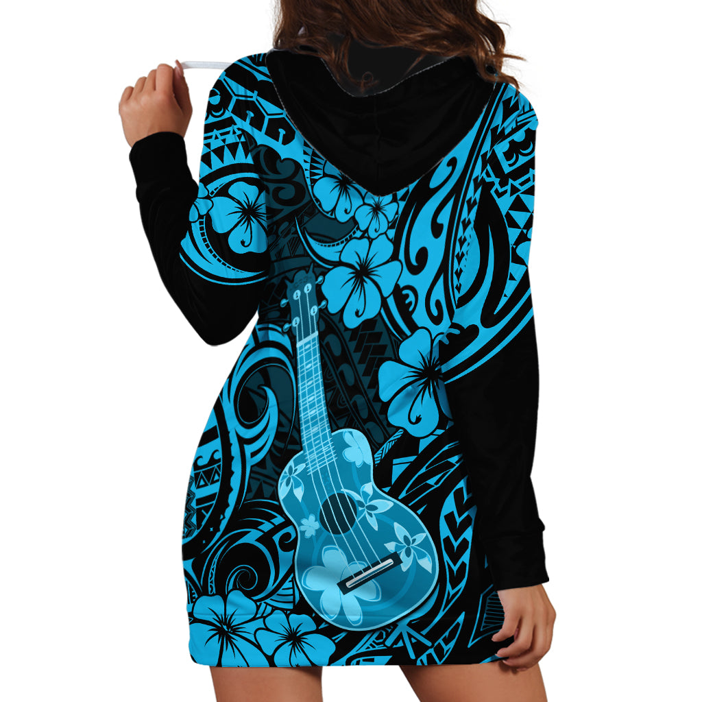 Hawaii Ukulele Hoodie Dress Polynesian Pattern Sky Blue Version LT01 - Polynesian Pride