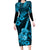 Hawaii Ukulele Long Sleeve Bodycon Dress Polynesian Pattern Sky Blue Version LT01 Long Dress Blue - Polynesian Pride