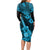 Hawaii Ukulele Long Sleeve Bodycon Dress Polynesian Pattern Sky Blue Version LT01 - Polynesian Pride