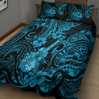 Hawaii Ukulele Quilt Bed Set Polynesian Pattern Sky Blue Version LT01 - Polynesian Pride