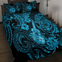 Hawaii Ukulele Quilt Bed Set Polynesian Pattern Sky Blue Version LT01 - Polynesian Pride