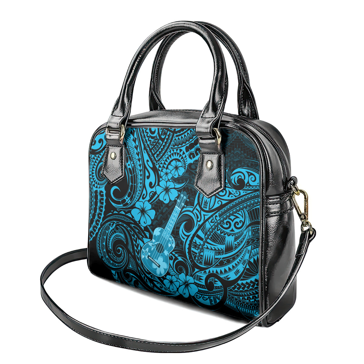 Hawaii Ukulele Shoulder Handbag Polynesian Pattern Sky Blue Version LT01 - Polynesian Pride