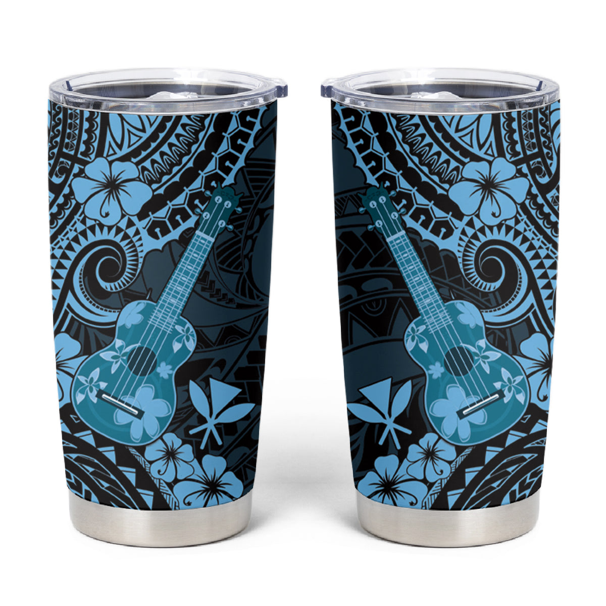 Hawaii Ukulele Tumbler Cup Polynesian Pattern Sky Blue Version LT01 Blue - Polynesian Pride