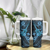 Hawaii Ukulele Tumbler With Handle Polynesian Pattern Sky Blue Version LT01 - Polynesian Pride