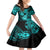 Hawaii Ukulele Family Matching Off Shoulder Short Dress and Hawaiian Shirt Polynesian Pattern Turquoise Version LT01 Daughter's Dress Turquoise - Polynesian Pride