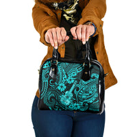 Hawaii Ukulele Shoulder Handbag Polynesian Pattern Turquoise Version LT01 One Size Turquoise - Polynesian Pride