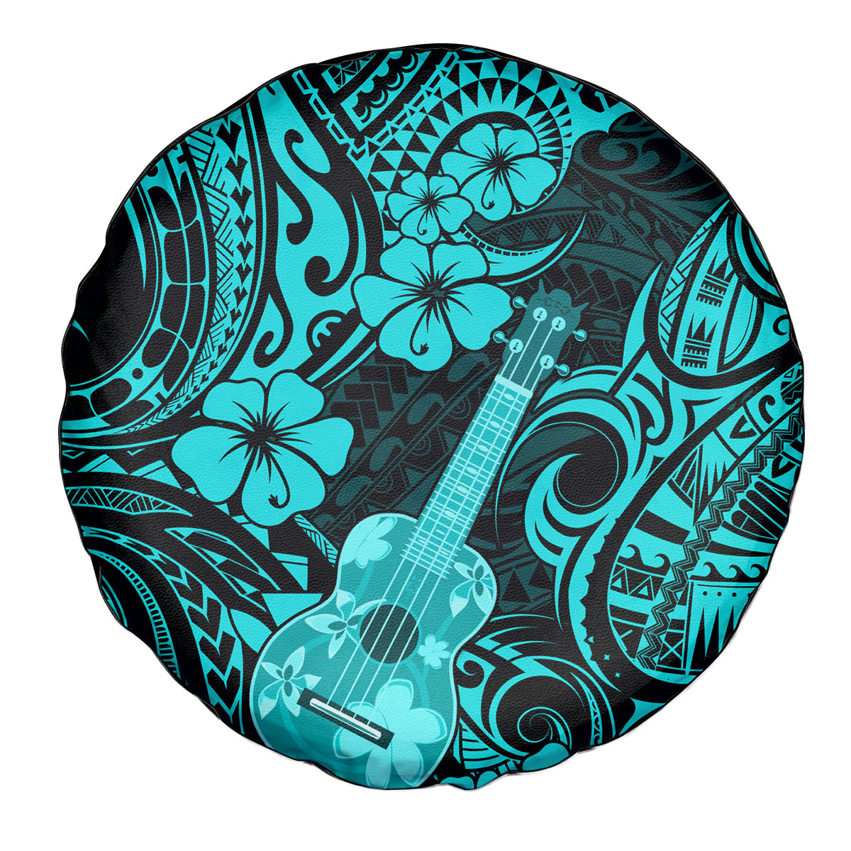 Hawaii Ukulele Spare Tire Cover Polynesian Pattern Turquoise Version LT01 Turquoise - Polynesian Pride