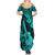 Hawaii Ukulele Summer Maxi Dress Polynesian Pattern Turquoise Version LT01 - Polynesian Pride