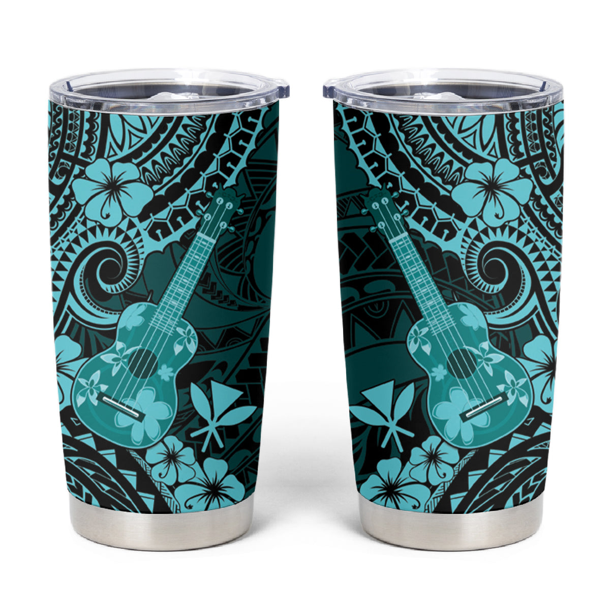 Hawaii Ukulele Tumbler Cup Polynesian Pattern Turquoise Version LT01 Turquoise - Polynesian Pride