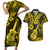 Hawaii Ukulele Couples Matching Short Sleeve Bodycon Dress and Hawaiian Shirt Polynesian Pattern Yellow Version LT01 Yellow - Polynesian Pride