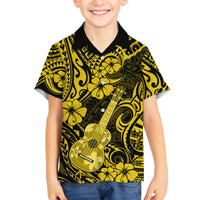 Hawaii Ukulele Kid Hawaiian Shirt Polynesian Pattern Yellow Version LT01 Kid Yellow - Polynesian Pride