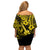 Hawaii Ukulele Off Shoulder Short Dress Polynesian Pattern Yellow Version LT01 - Polynesian Pride