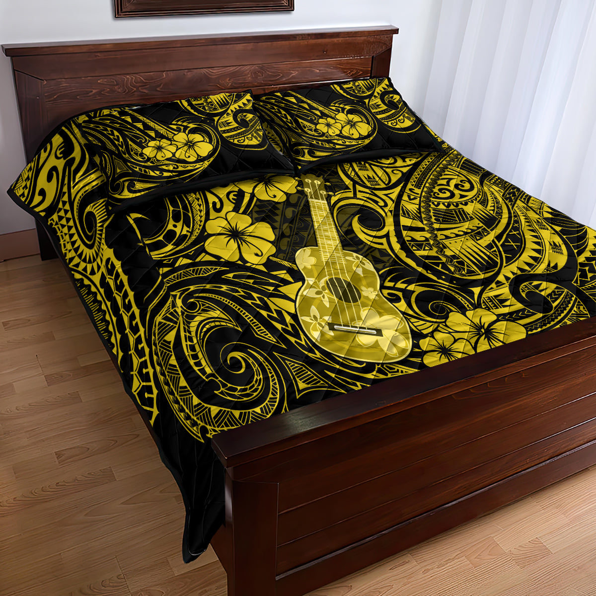 Hawaii Ukulele Quilt Bed Set Polynesian Pattern Yellow Version LT01 - Polynesian Pride