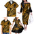 Hawaii Fish Hook Family Matching Off Shoulder Long Sleeve Dress and Hawaiian Shirt Polynesian Pattern Gold Version LT01 - Polynesian Pride