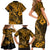 Hawaii Fish Hook Family Matching Short Sleeve Bodycon Dress and Hawaiian Shirt Polynesian Pattern Gold Version LT01 - Polynesian Pride