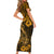 Hawaii Fish Hook Family Matching Short Sleeve Bodycon Dress and Hawaiian Shirt Polynesian Pattern Gold Version LT01 - Polynesian Pride