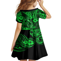 Hawaii Fish Hook Kid Short Sleeve Dress Polynesian Pattern Green Version LT01 - Polynesian Pride