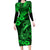 Hawaii Fish Hook Long Sleeve Bodycon Dress Polynesian Pattern Green Version LT01 Long Dress Green - Polynesian Pride