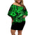 Hawaii Fish Hook Off Shoulder Short Dress Polynesian Pattern Green Version LT01 Women Green - Polynesian Pride