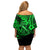 Hawaii Fish Hook Off Shoulder Short Dress Polynesian Pattern Green Version LT01 - Polynesian Pride