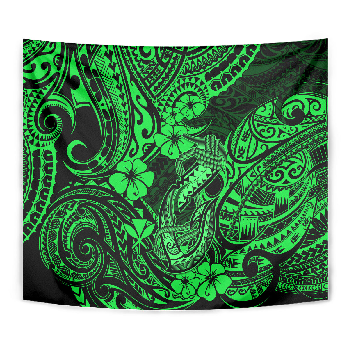 Hawaii Fish Hook Tapestry Polynesian Pattern Green Version LT01 - Polynesian Pride