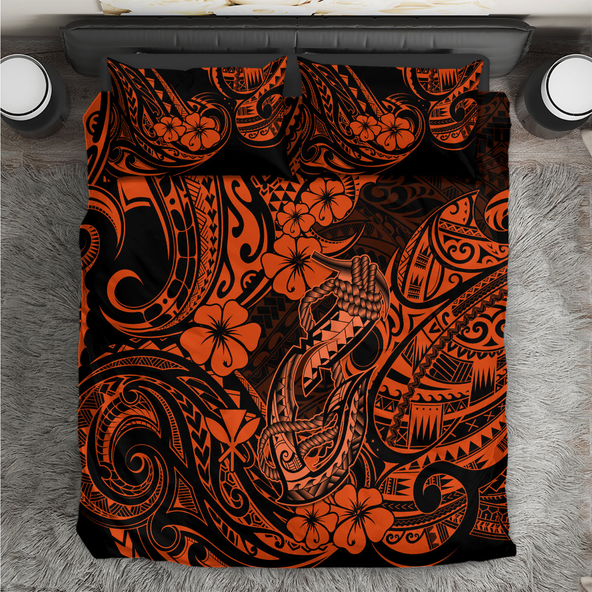 Hawaii Fish Hook Bedding Set Polynesian Pattern Orange Version LT01 Orange - Polynesian Pride