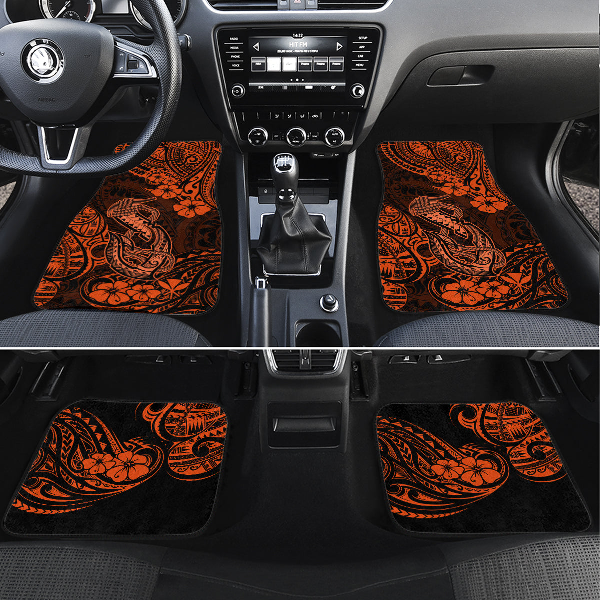 Hawaii Fish Hook Car Mats Polynesian Pattern Orange Version LT01 Set 4pcs Orange - Polynesian Pride