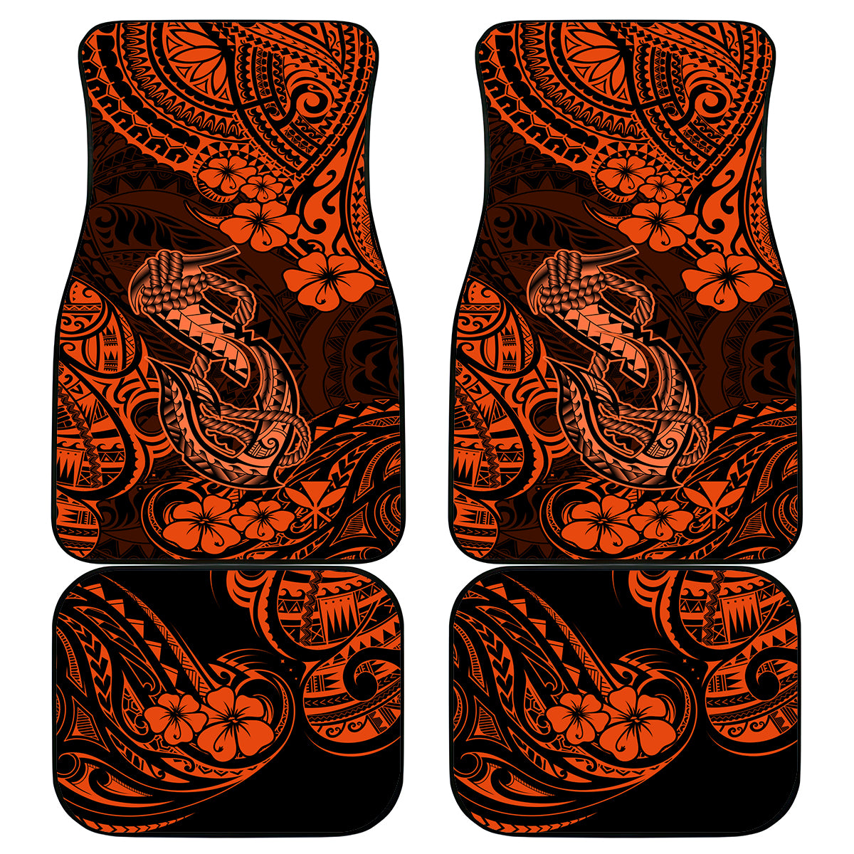 Hawaii Fish Hook Car Mats Polynesian Pattern Orange Version LT01 - Polynesian Pride