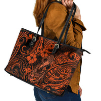 Hawaii Fish Hook Leather Tote Bag Polynesian Pattern Orange Version LT01 - Polynesian Pride