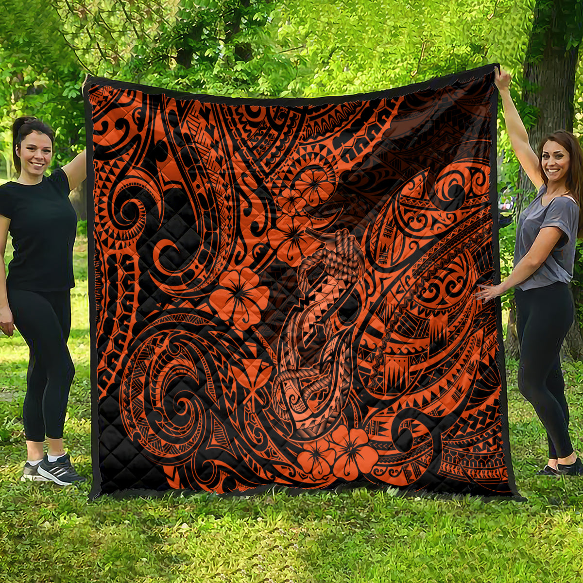 Hawaii Fish Hook Quilt Polynesian Pattern Orange Version LT01 - Polynesian Pride