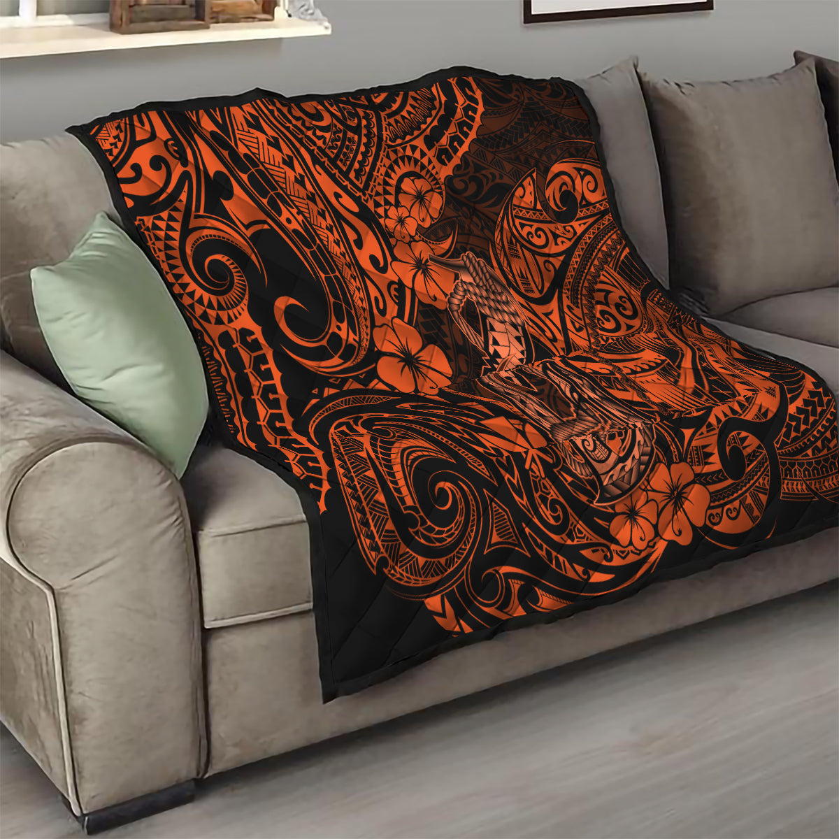 Hawaii Fish Hook Quilt Polynesian Pattern Orange Version LT01 - Polynesian Pride