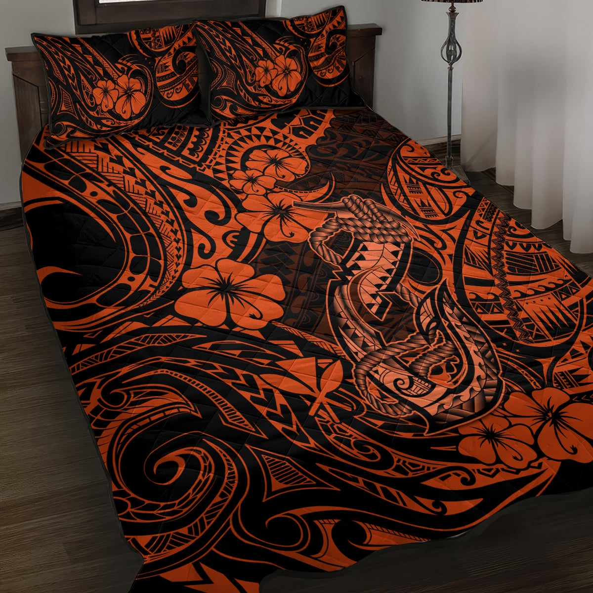 Hawaii Fish Hook Quilt Bed Set Polynesian Pattern Orange Version LT01 Orange - Polynesian Pride