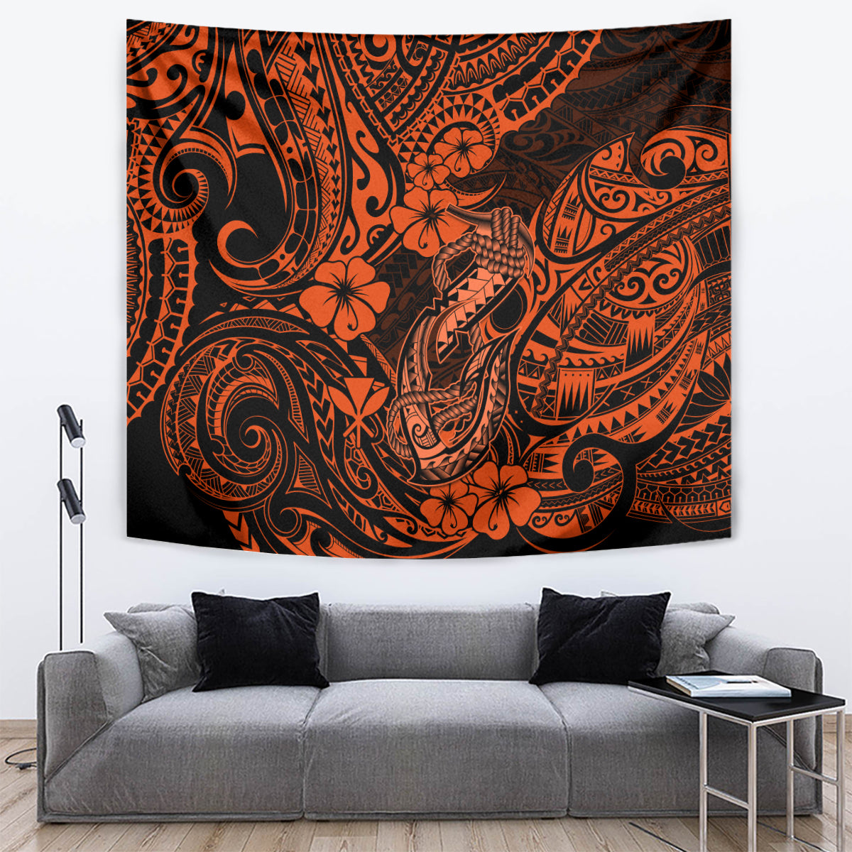 Hawaii Fish Hook Tapestry Polynesian Pattern Orange Version LT01 Orange - Polynesian Pride