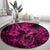 Hawaii Fish Hook Round Carpet Hibiscus Hawaii Tribal Tattoo Pink Version LT01 - Polynesian Pride