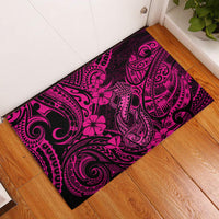 Hawaii Fish Hook Rubber Doormat Hibiscus Hawaii Tribal Tattoo Pink Version LT01 Pink - Polynesian Pride